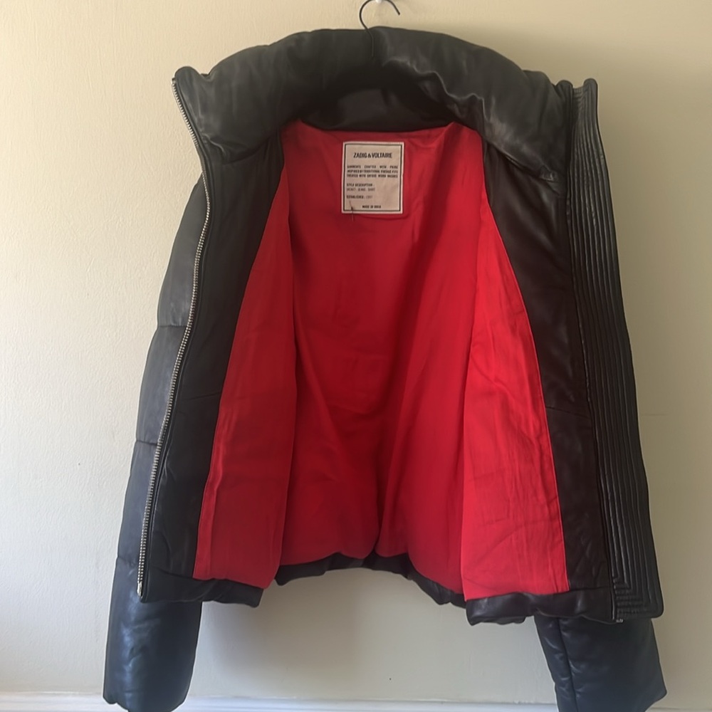 🎉HP🎉Zadig & Voltaire Black Leather Puffer Jacket - Picture 3 of 9